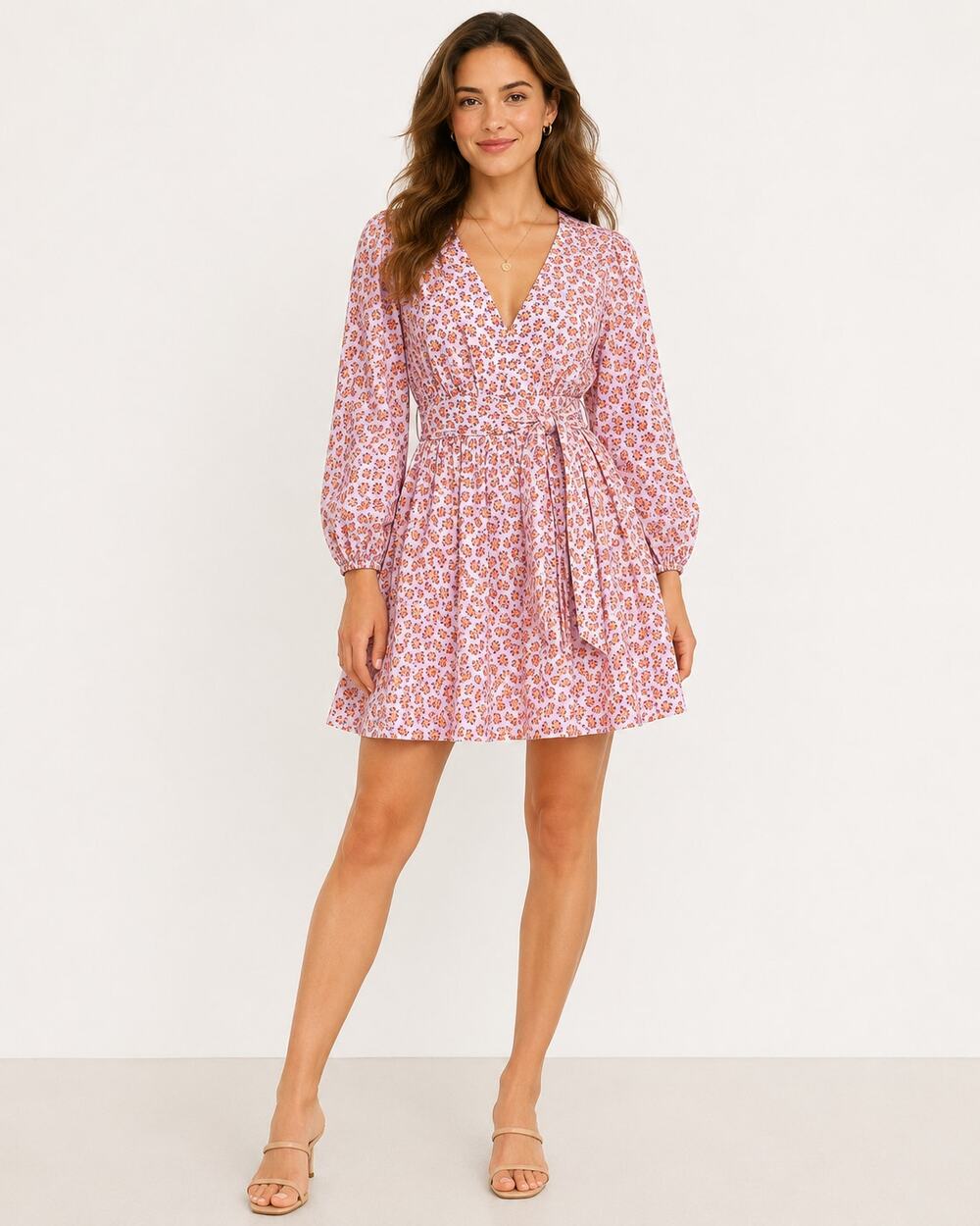 J.Crew Re-Imagined Pink Floral V-Neck Tie Waist Dress Women 4 cottagecore